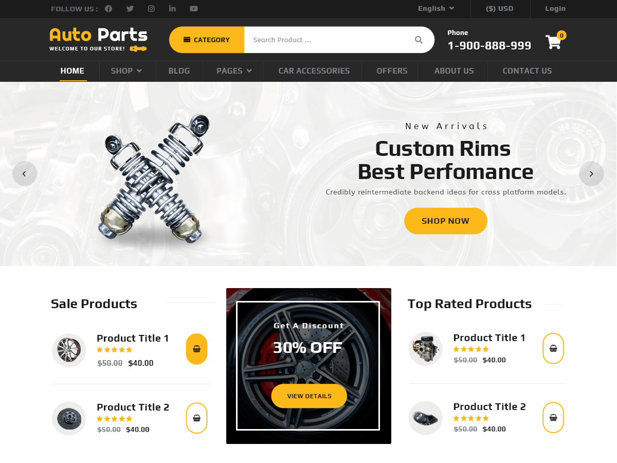 Auto Parts Garage theme screenshot