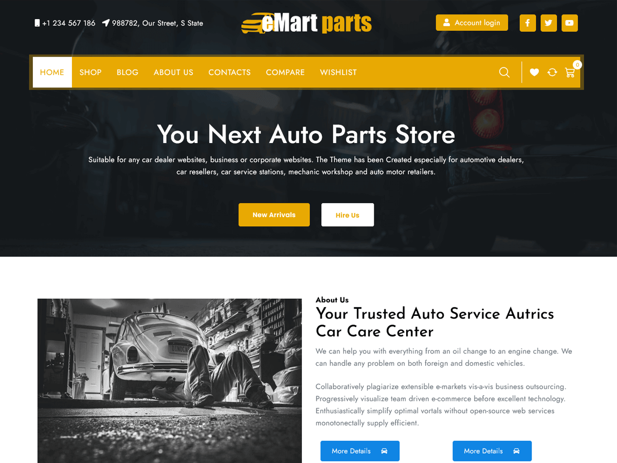 Auto Parts Store theme screenshot