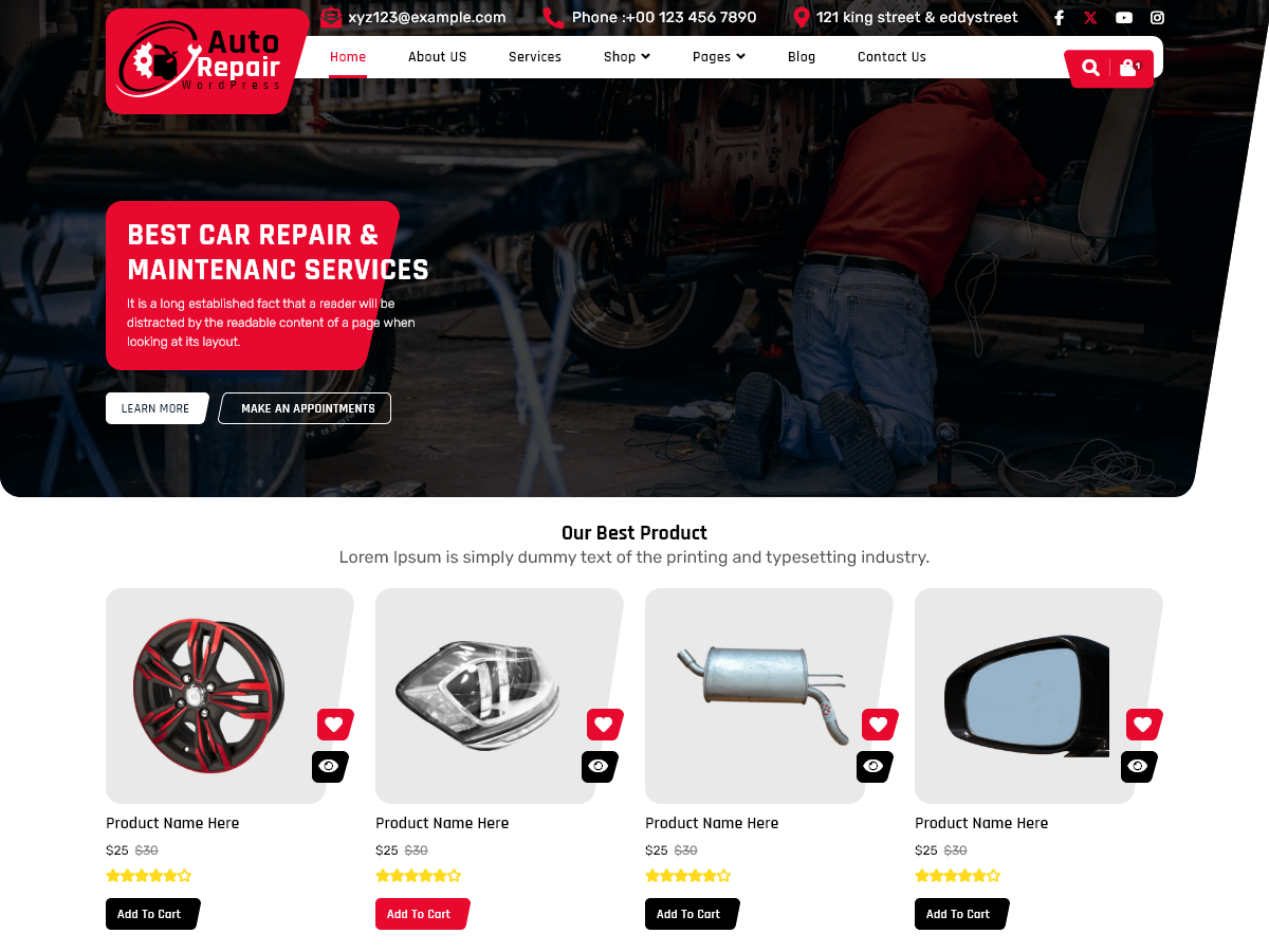 Auto Repair Center theme screenshot