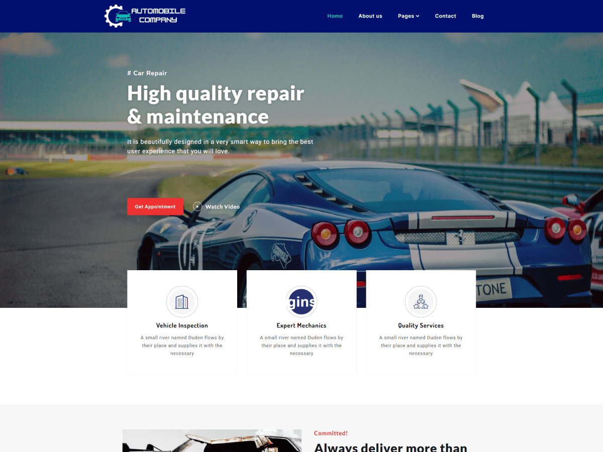Automobile Company theme screenshot