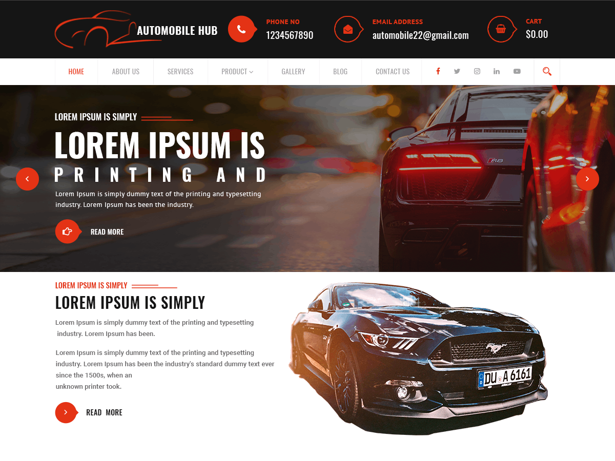 Automobile Hub theme screenshot