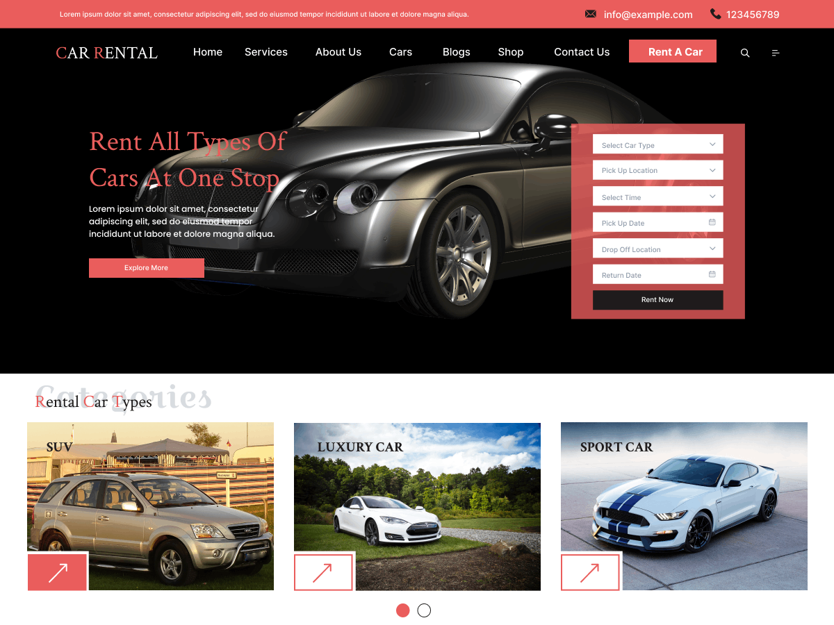 Automobile Rental theme screenshot