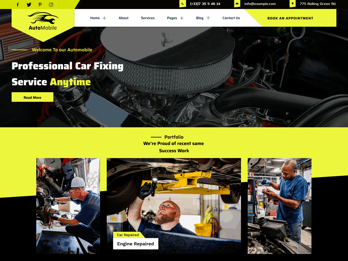 Automobile Repair Blocks theme screenshot