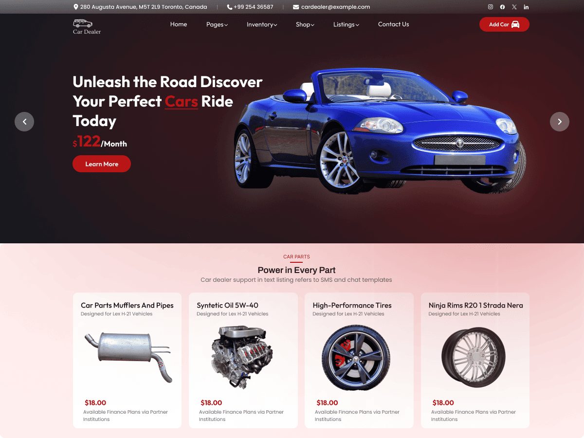 Automotive Car Dealer theme screenshot