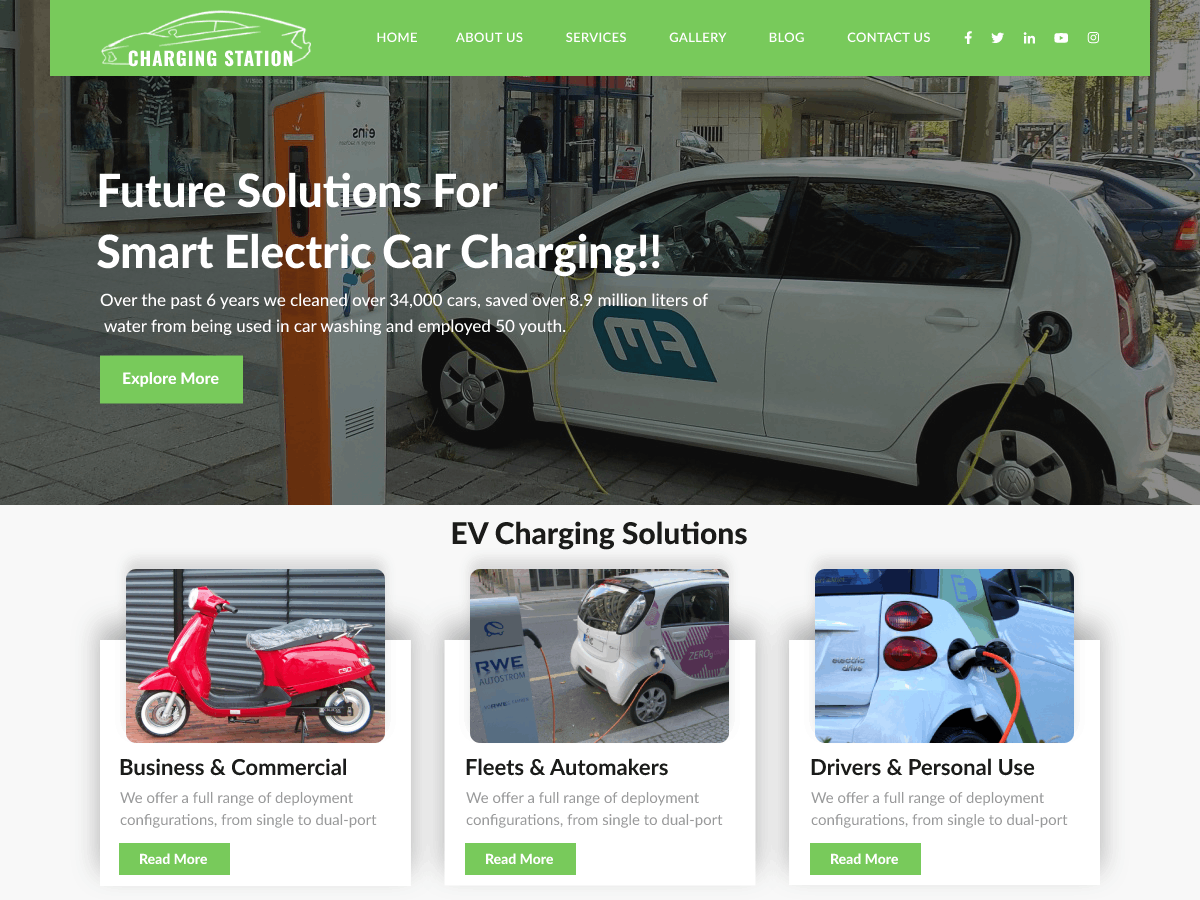 Automotive Charging Station theme screenshot