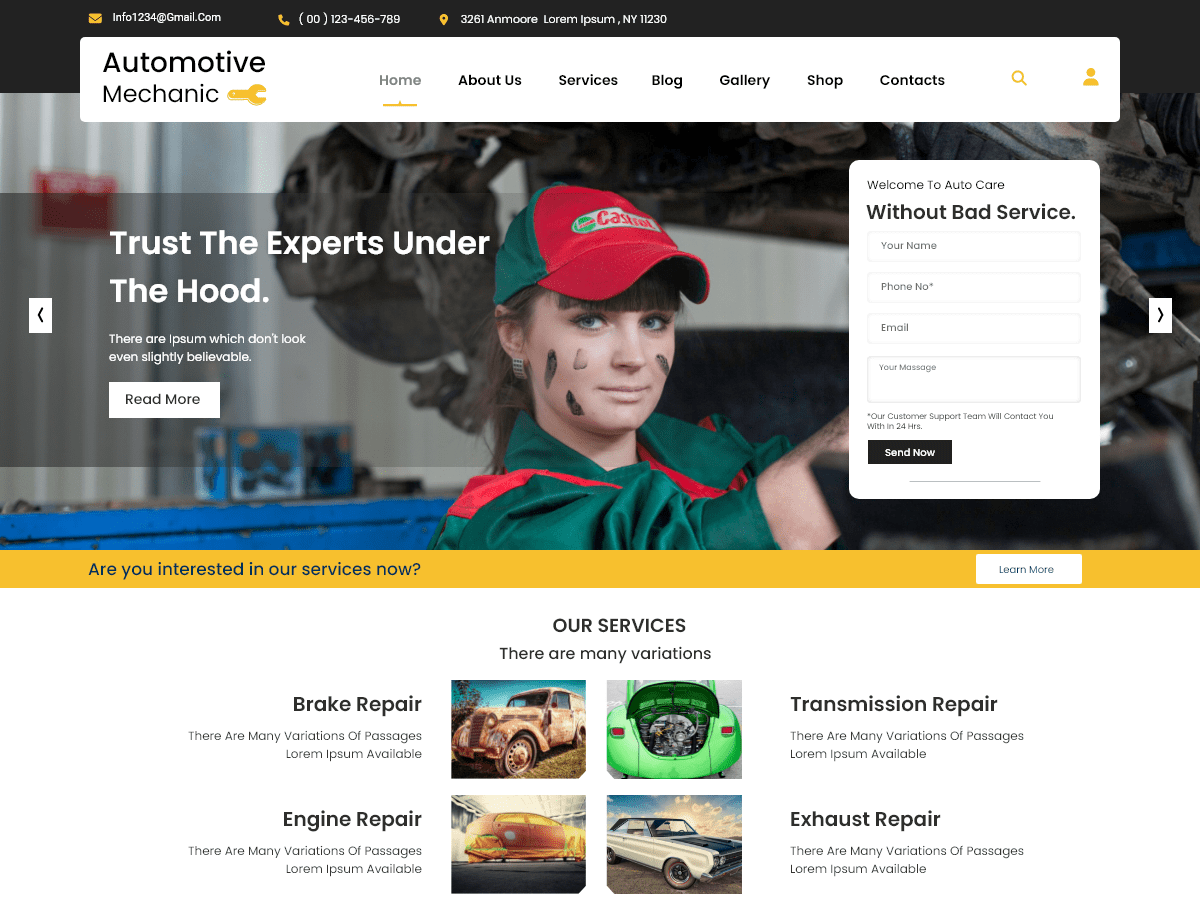 Automotive Mechanic theme screenshot