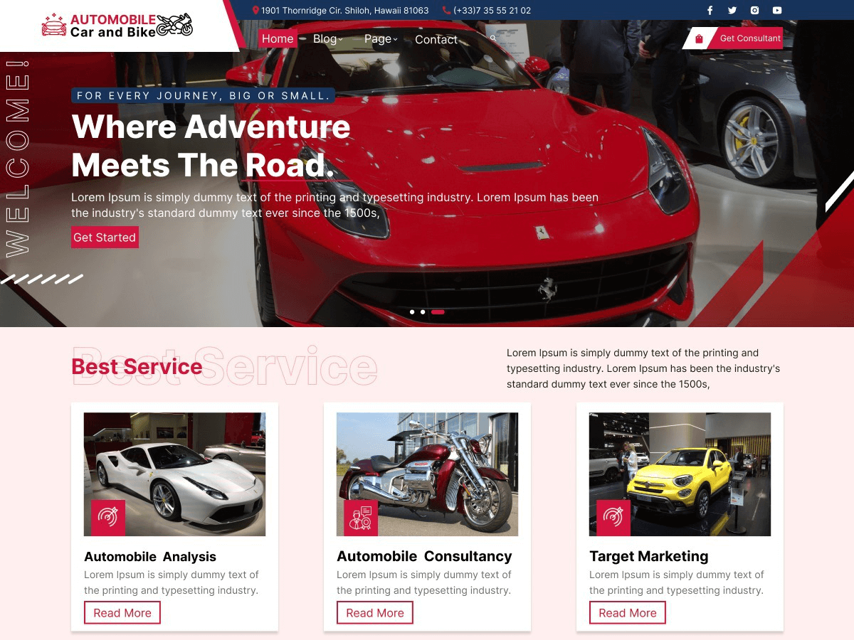 Automotive Services theme screenshot