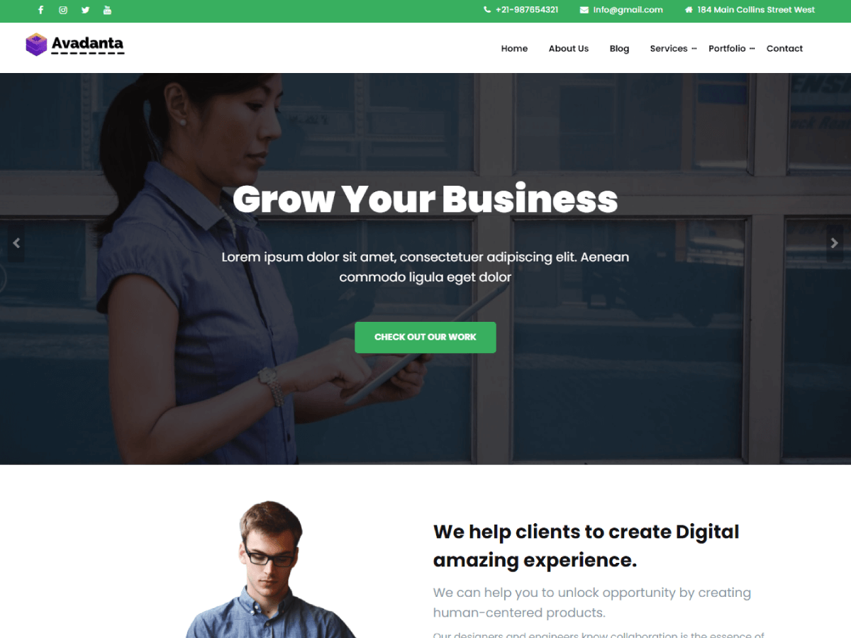 Avadanta Agency theme screenshot