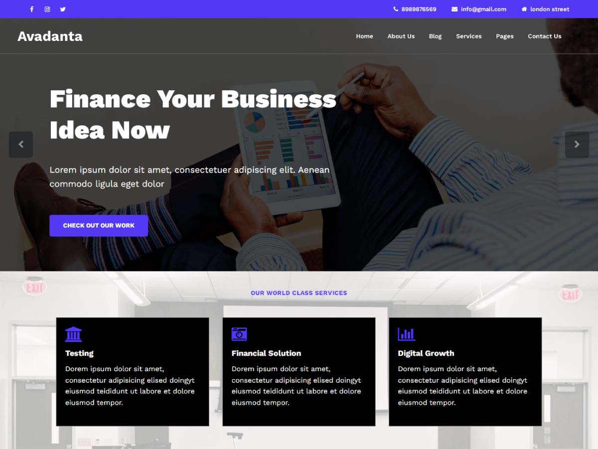 Avadanta Finance theme screenshot