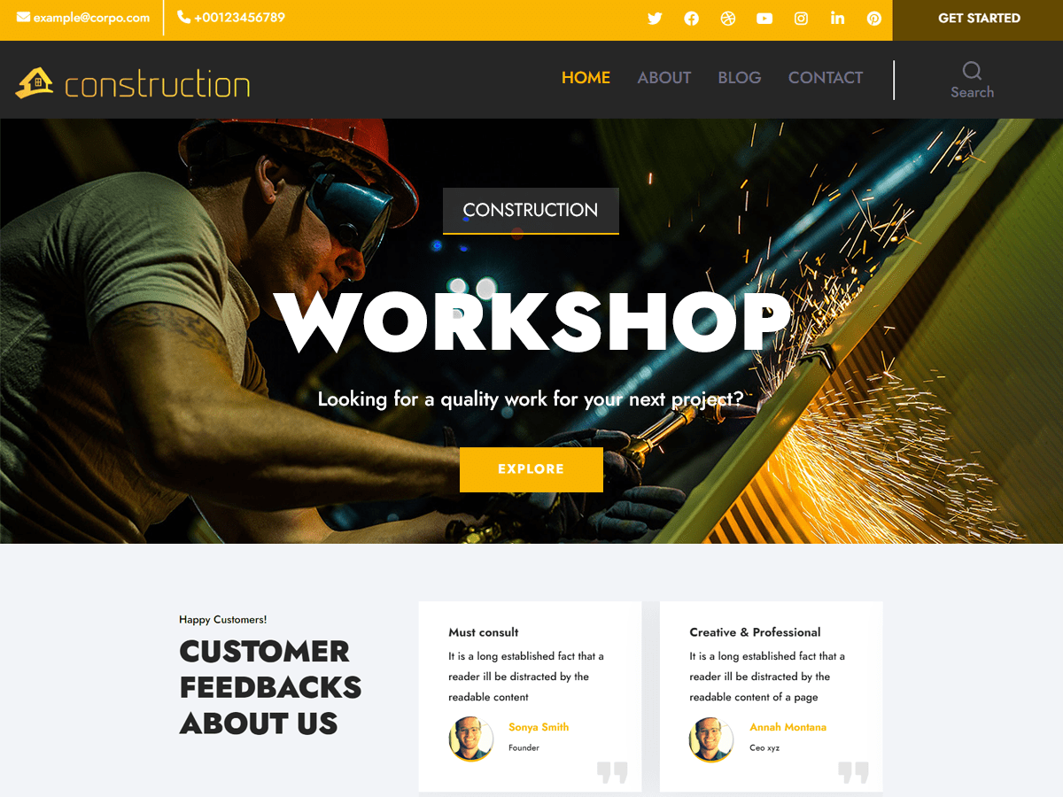 Avantex Construction theme screenshot