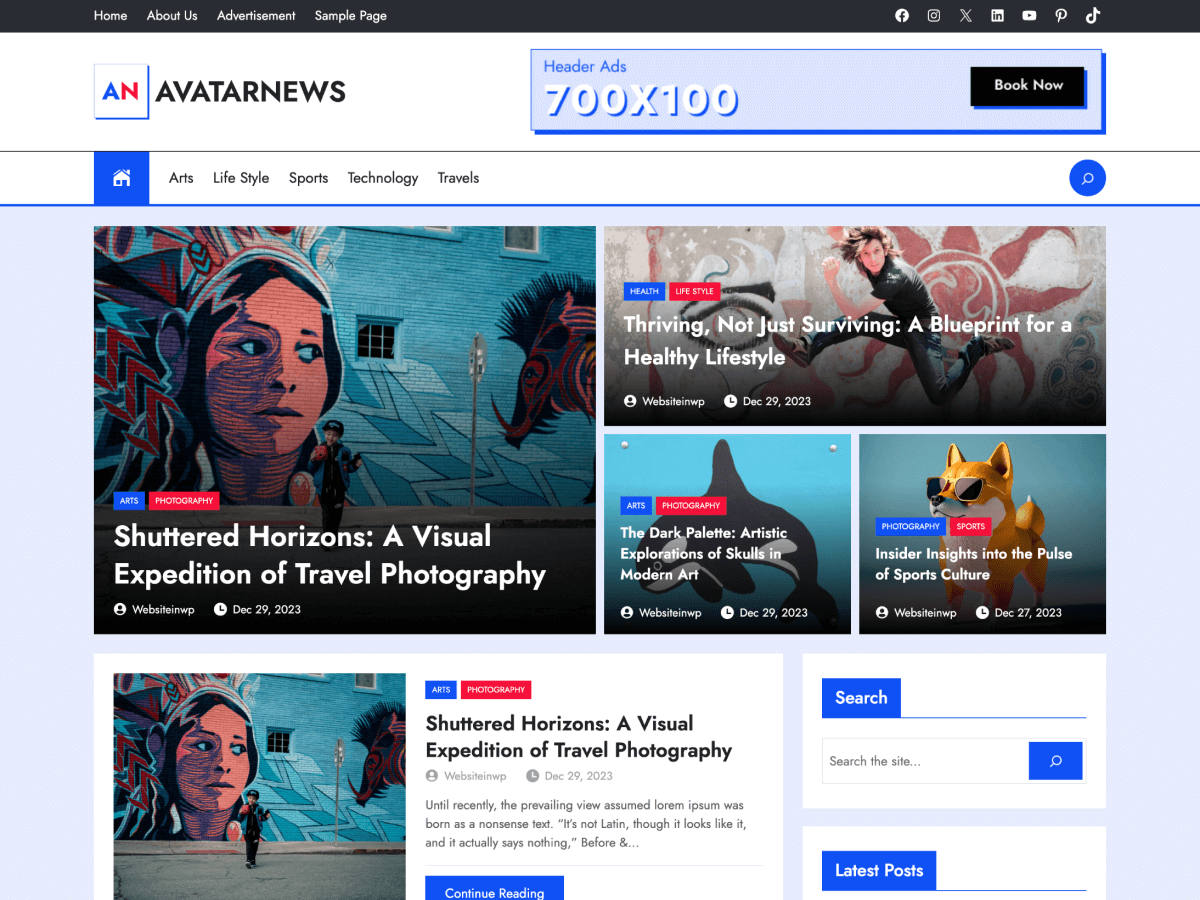 AvatarNews theme screenshot