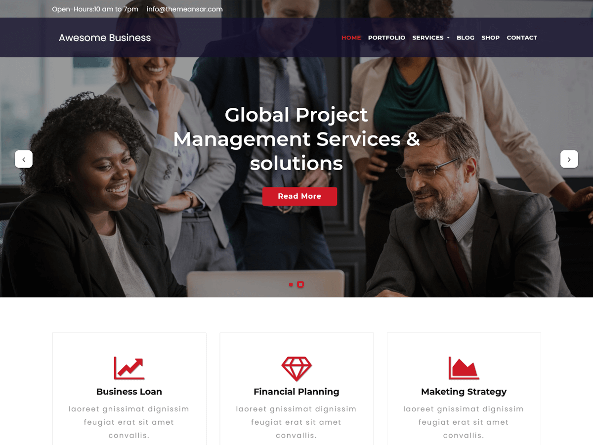 Awesome Business theme screenshot