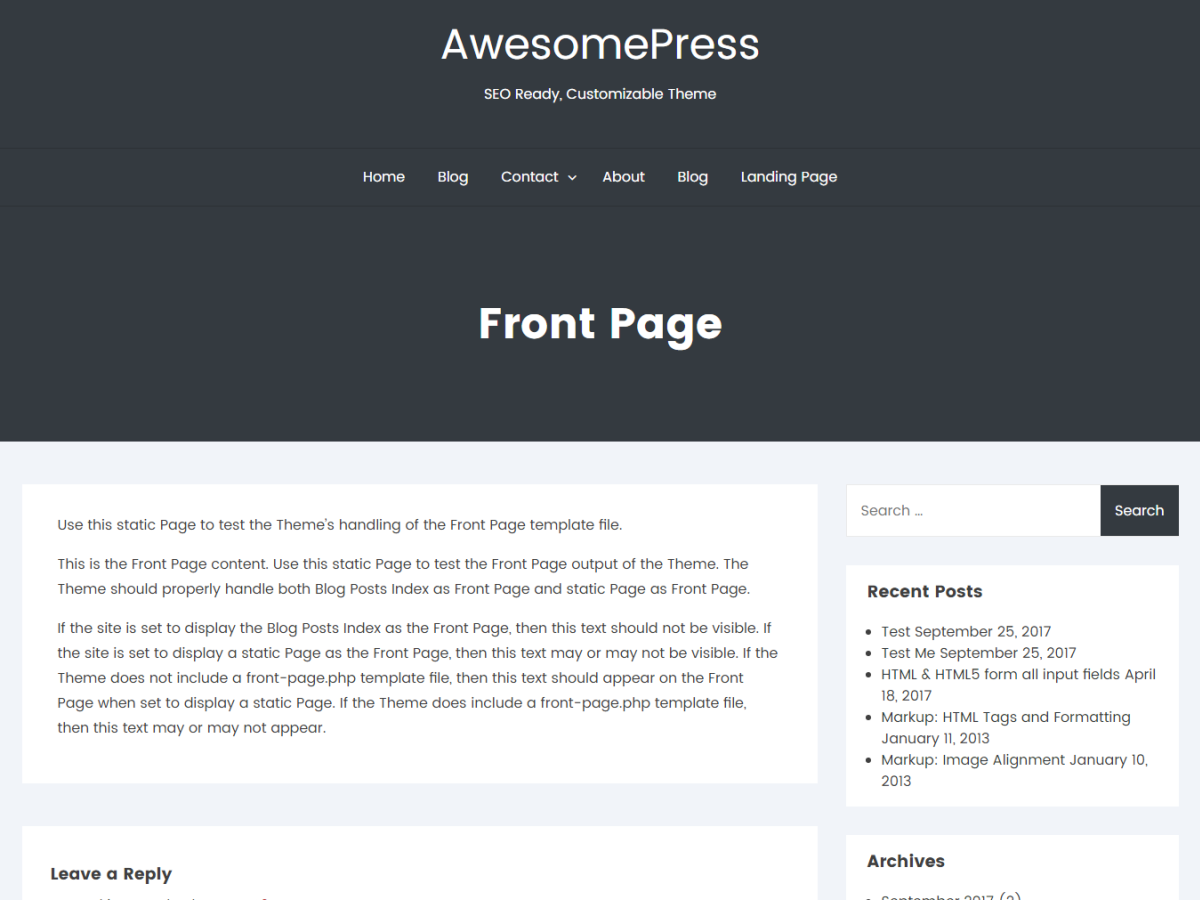 AwesomePress theme screenshot