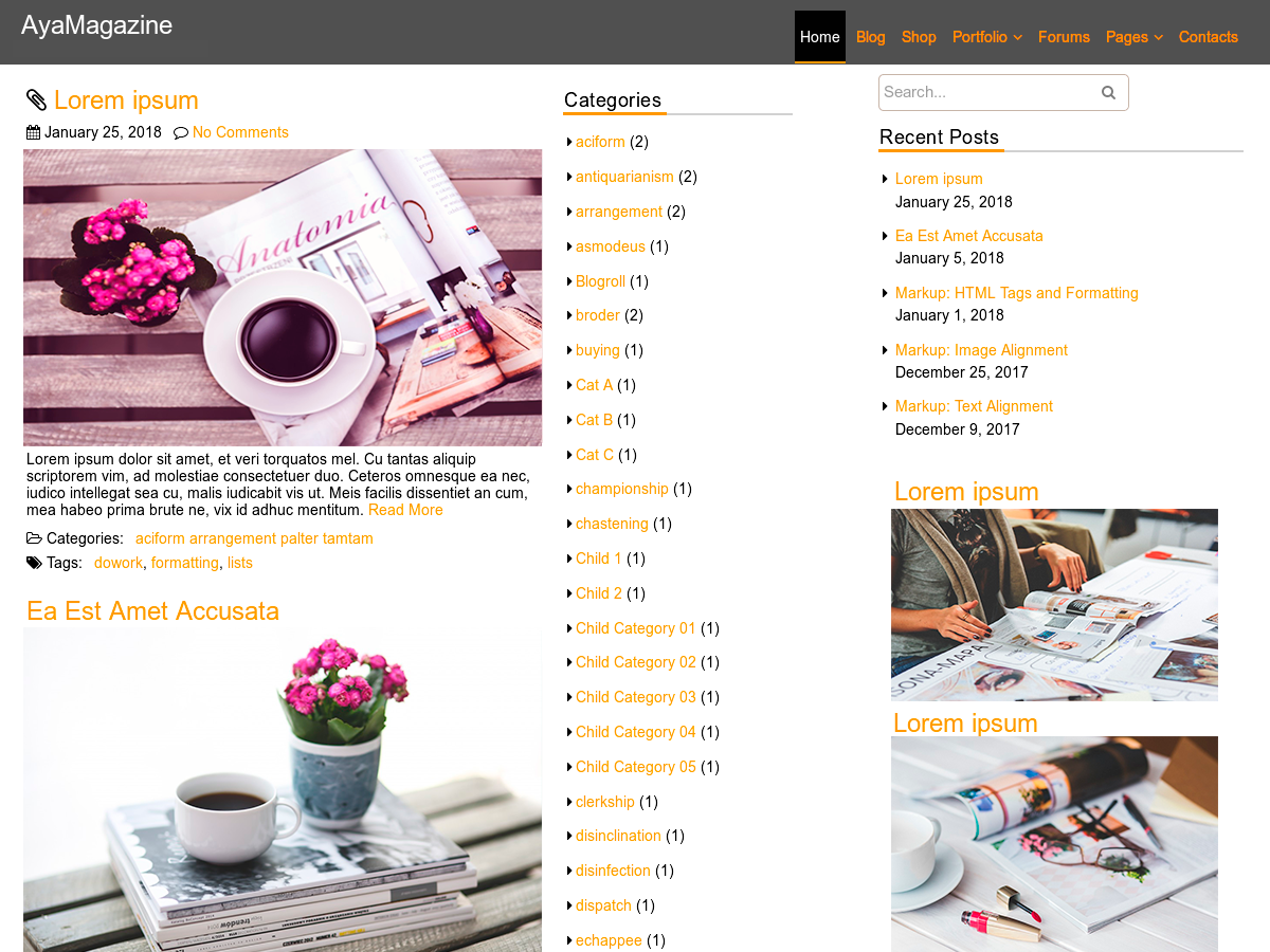 AyaMagazine theme screenshot
