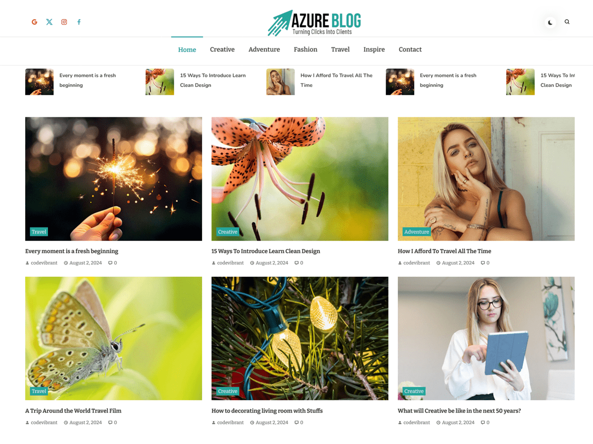 Azure Blog theme screenshot