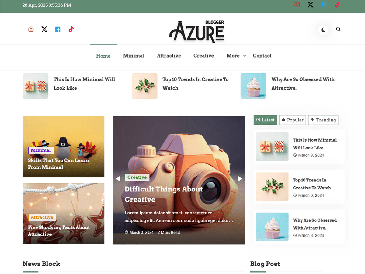 Azure Blogger theme screenshot
