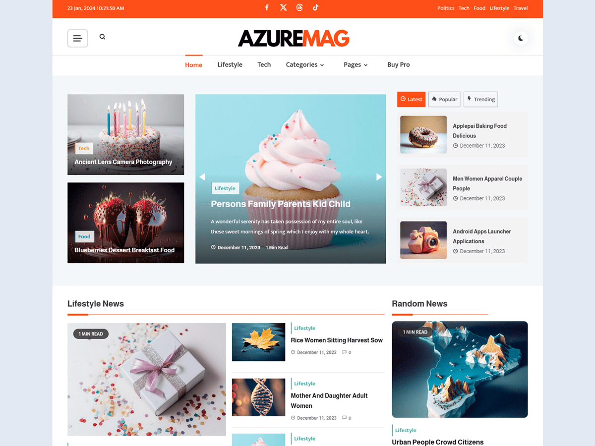 Azure Mag theme screenshot