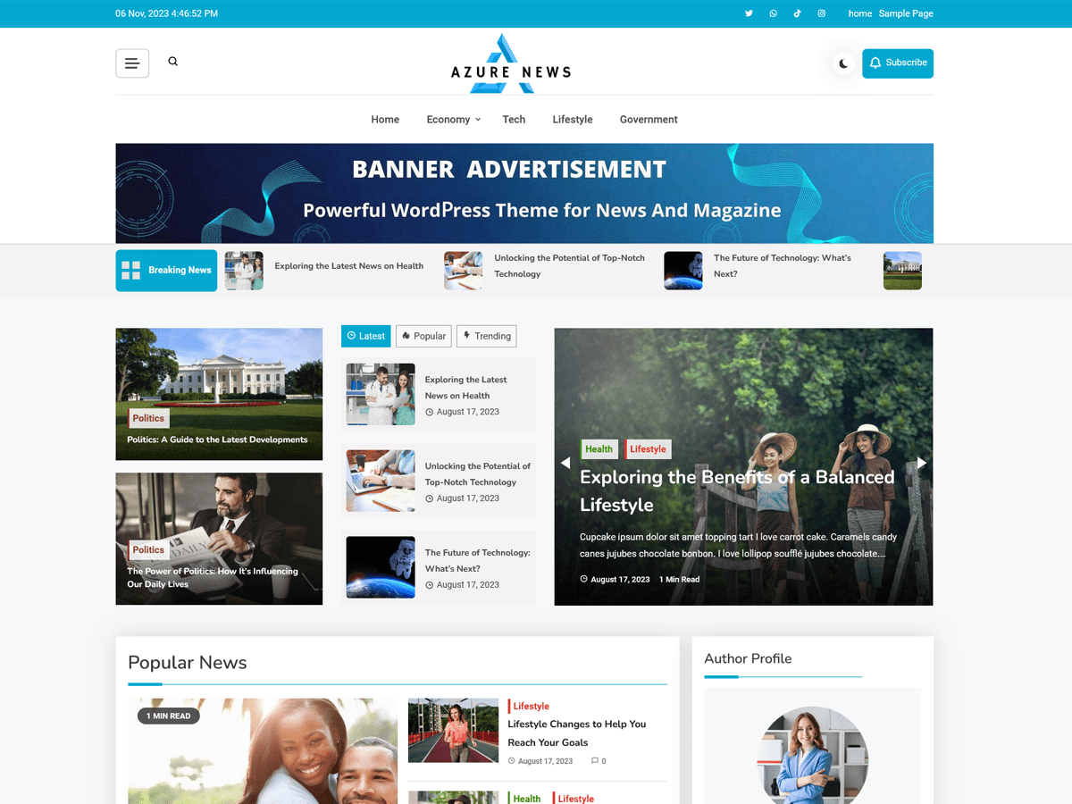 Azure News theme screenshot