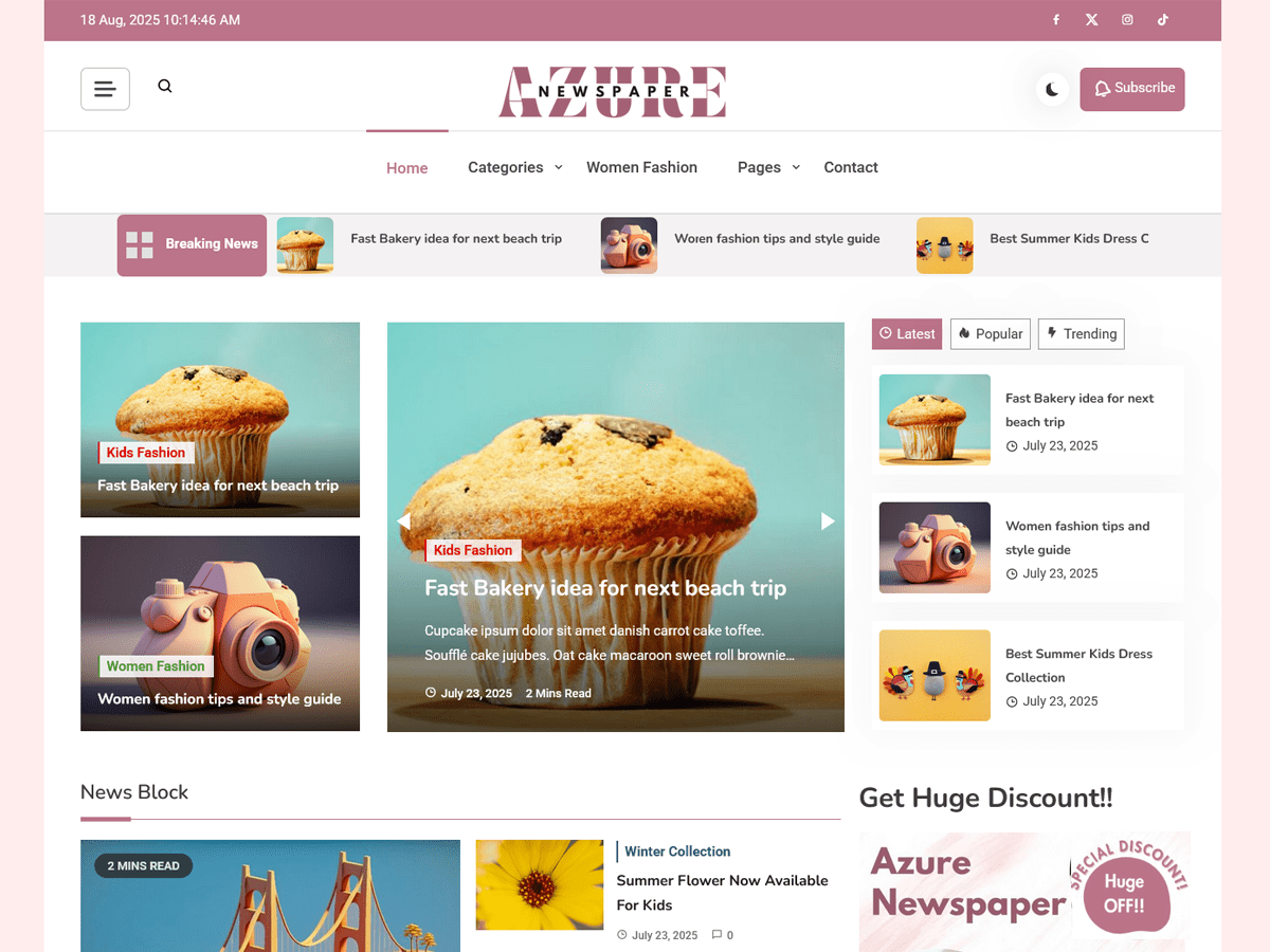 Azure Newspaper theme screenshot