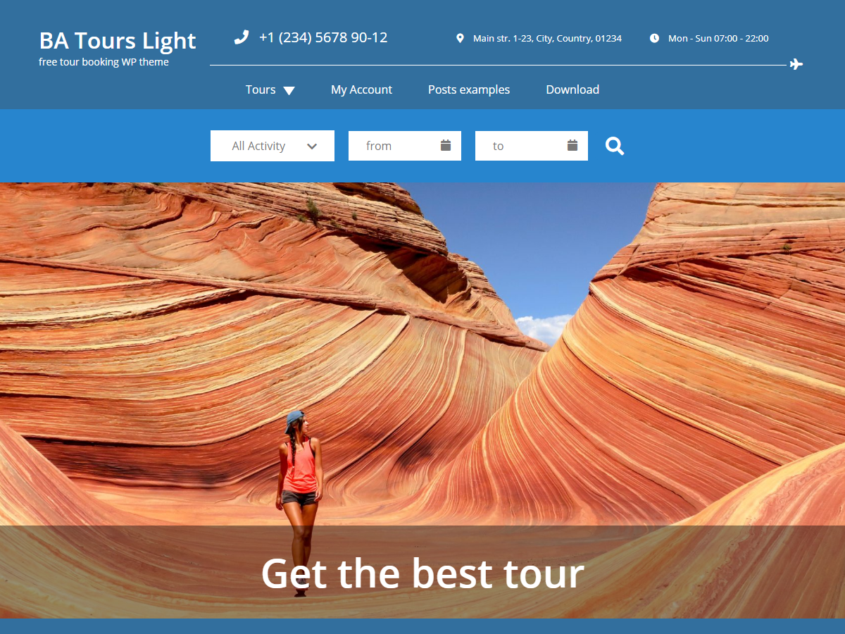 BA Tours light theme screenshot