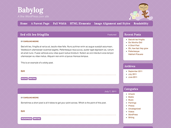 Babylog theme screenshot