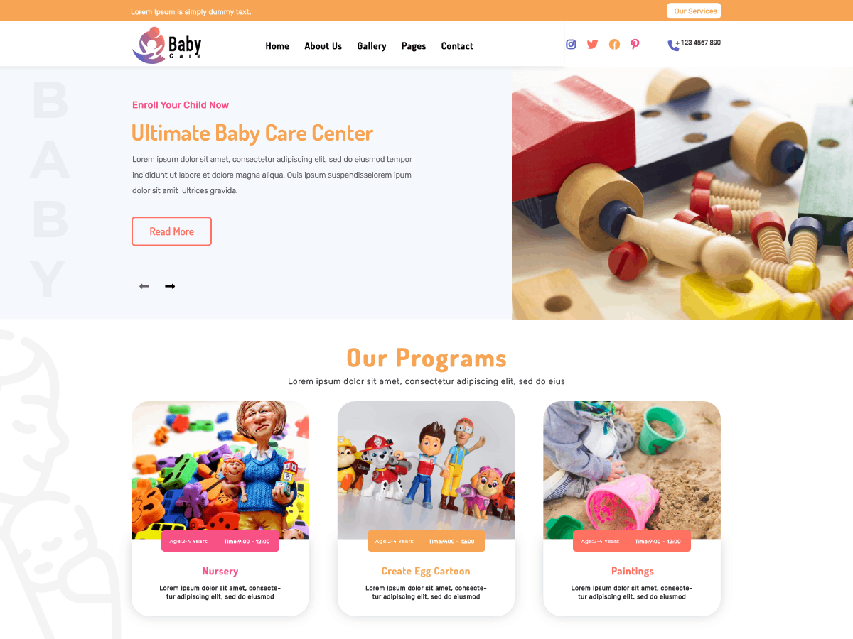 Babysitting Day Care theme screenshot
