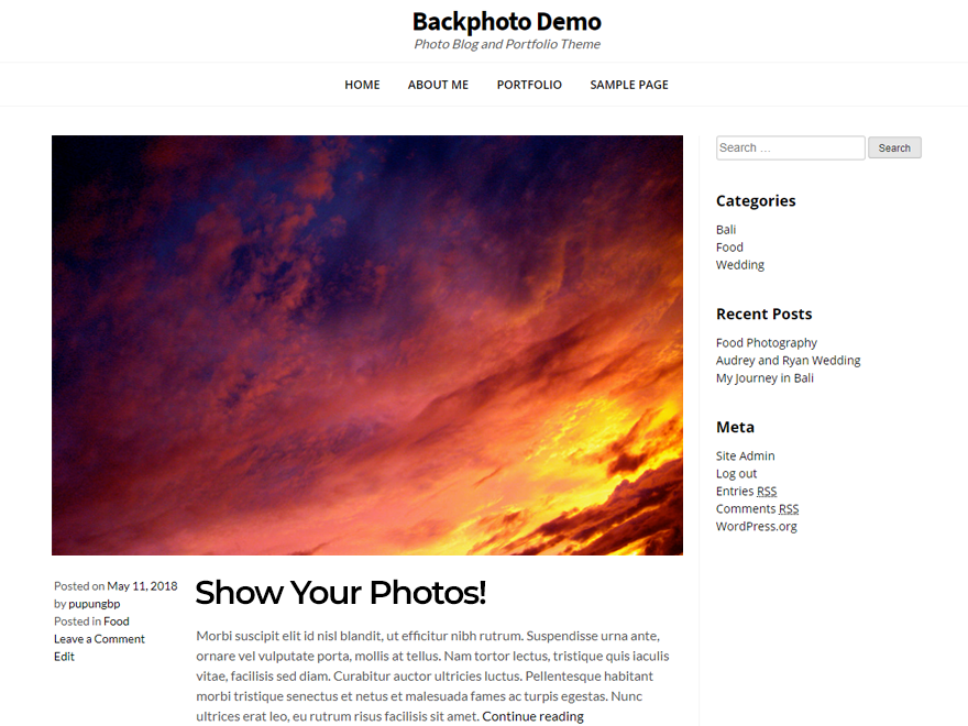 Backphoto theme screenshot