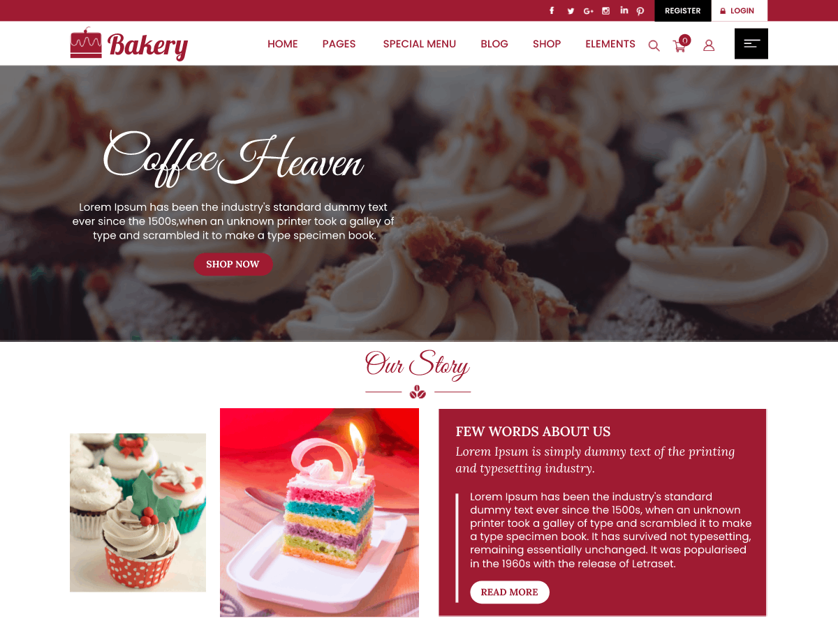 Bakery Cafe theme screenshot