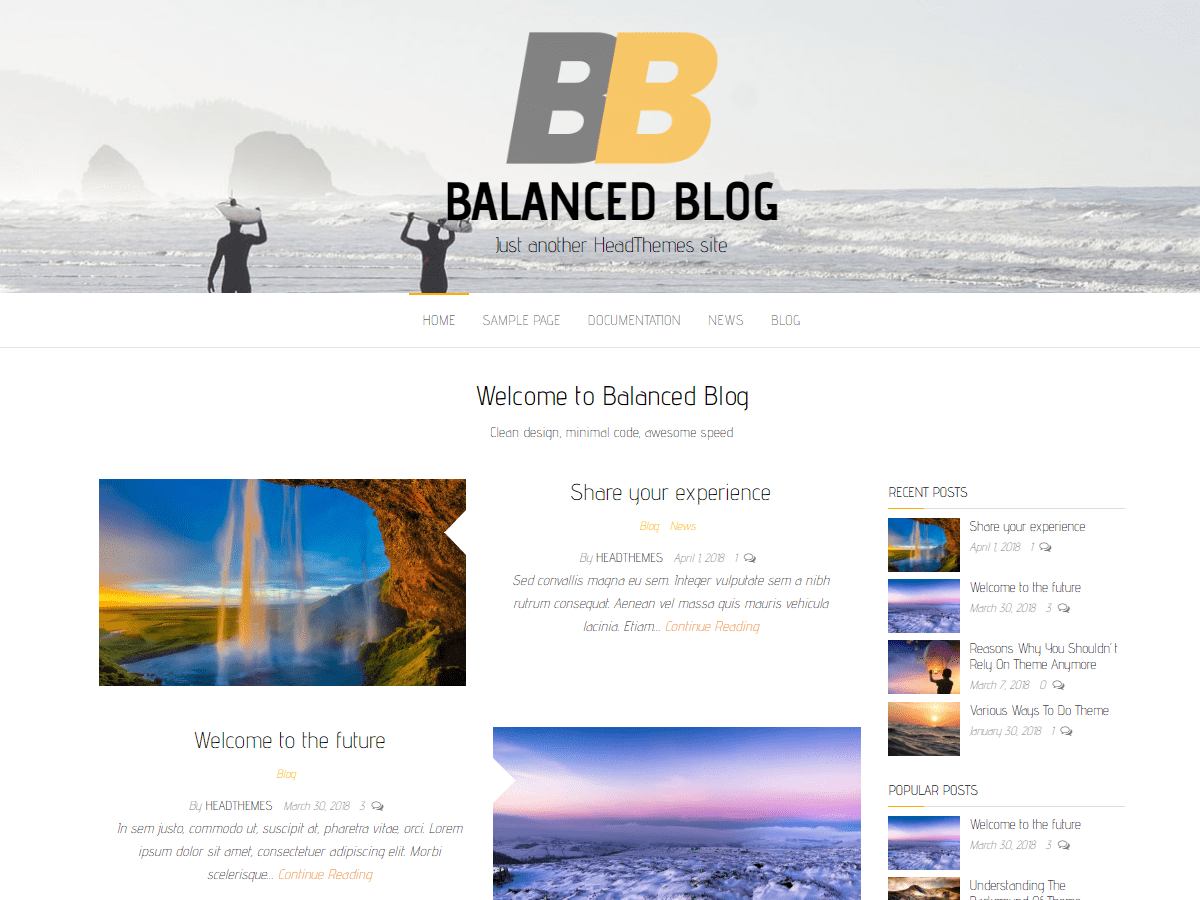 Balanced Blog theme screenshot