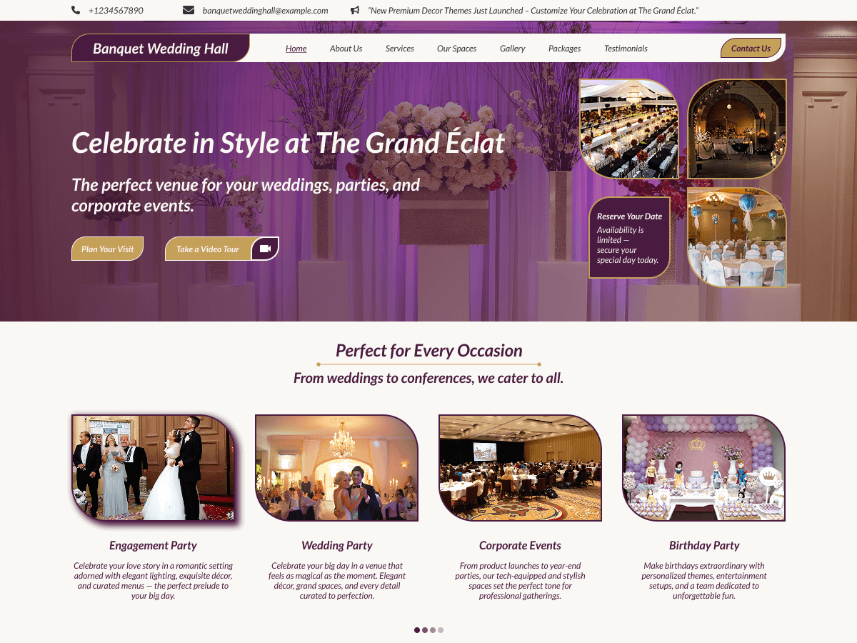Banquet Wedding Hall theme screenshot