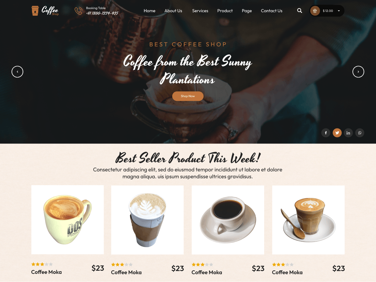 Barista Coffee Shop theme screenshot