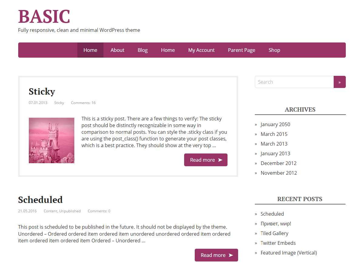 Basic theme screenshot