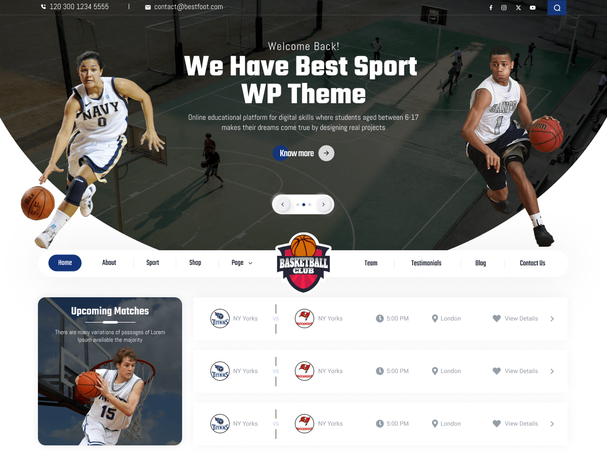 Basketball Club theme screenshot