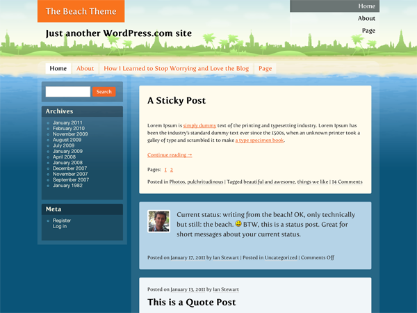 Beach theme screenshot