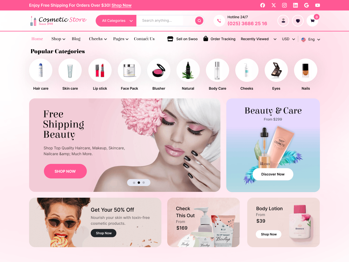 Beauty Cosmetic Store theme screenshot