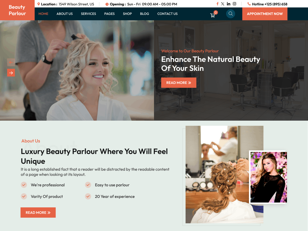 Beauty Parlour Salon theme screenshot