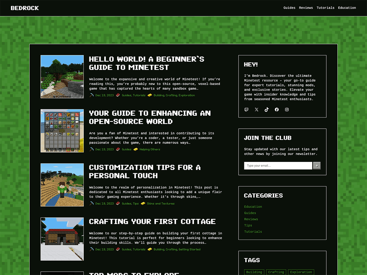 Bedrock theme screenshot