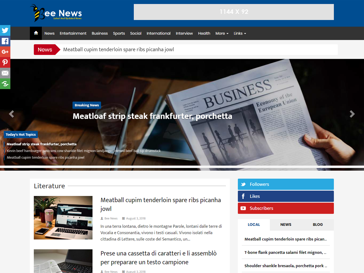 Bee News theme screenshot