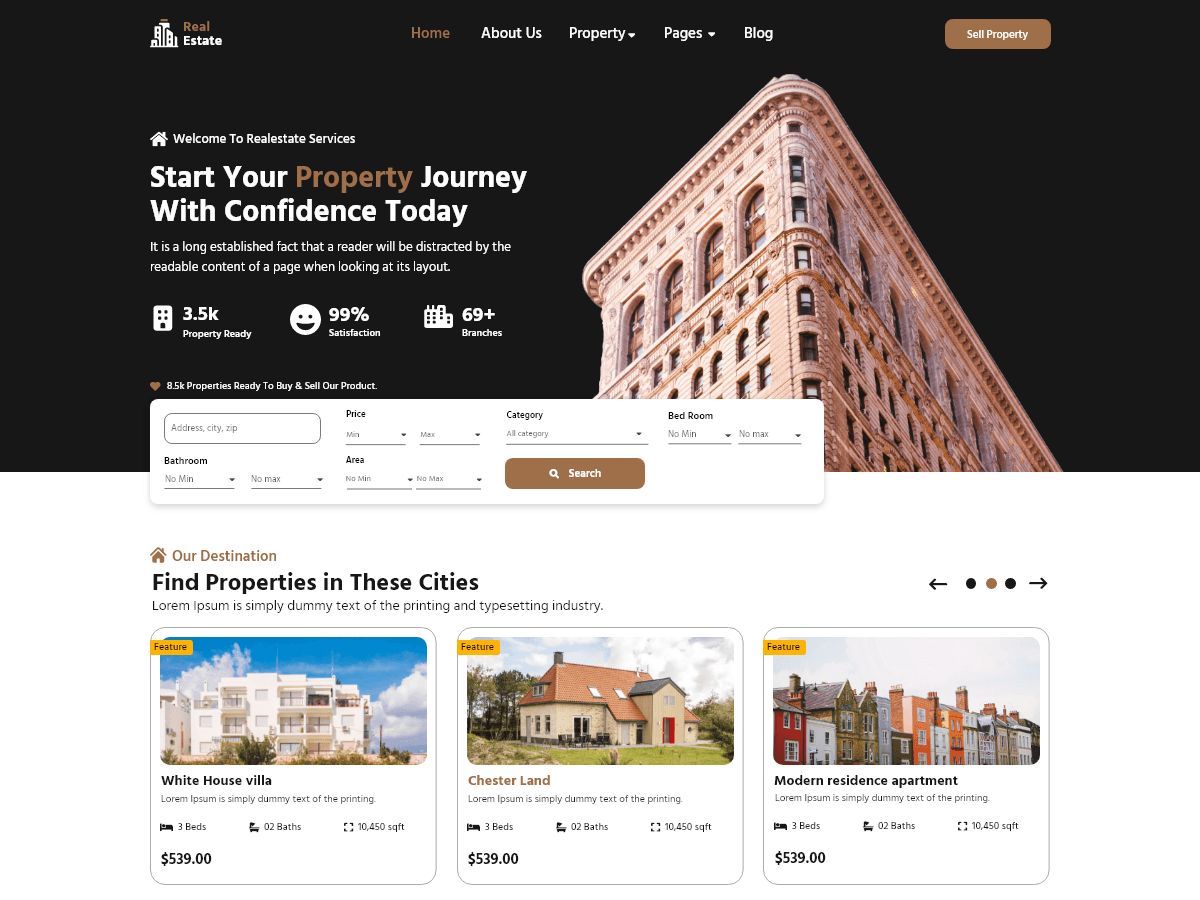Bee Real Estate theme screenshot