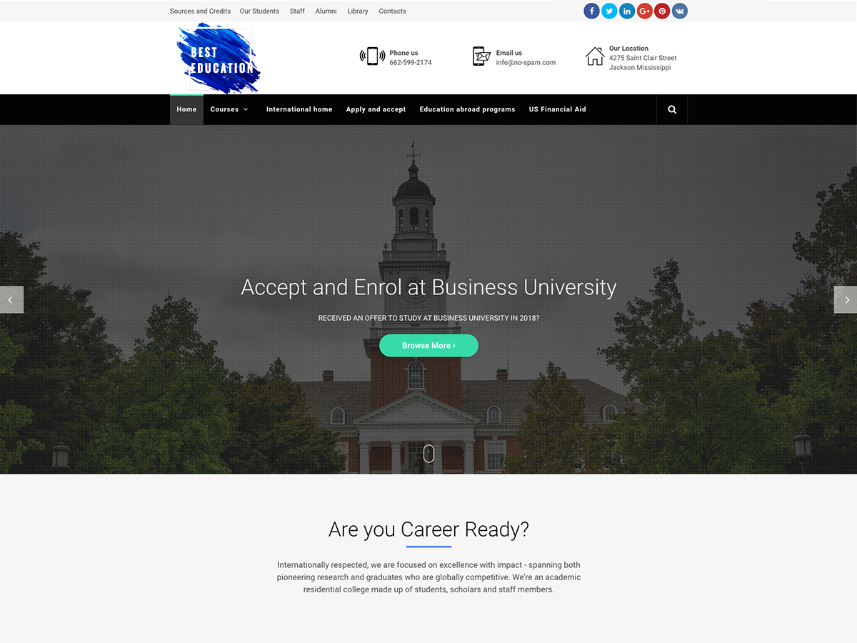 Best Education theme screenshot