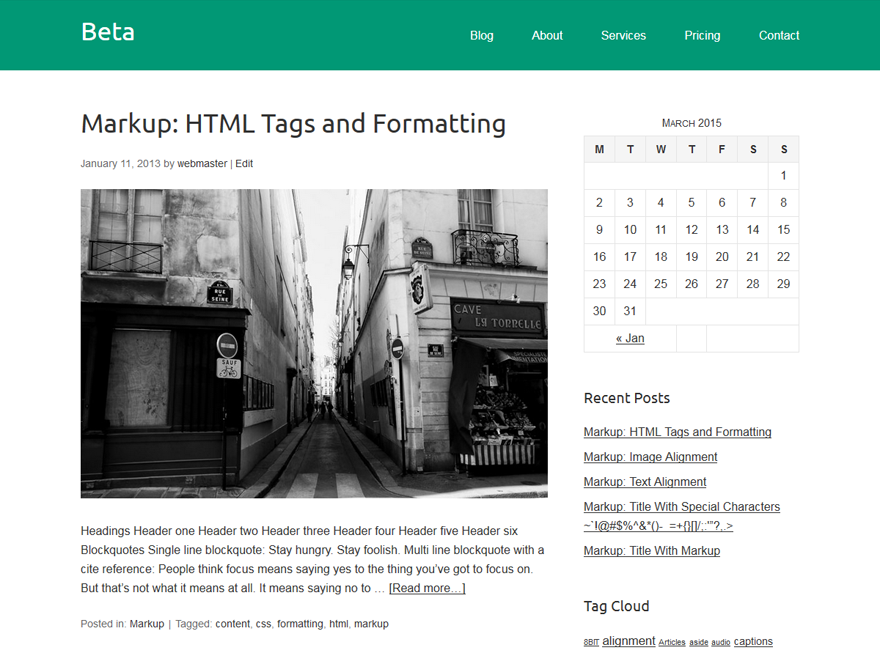 Beta theme screenshot