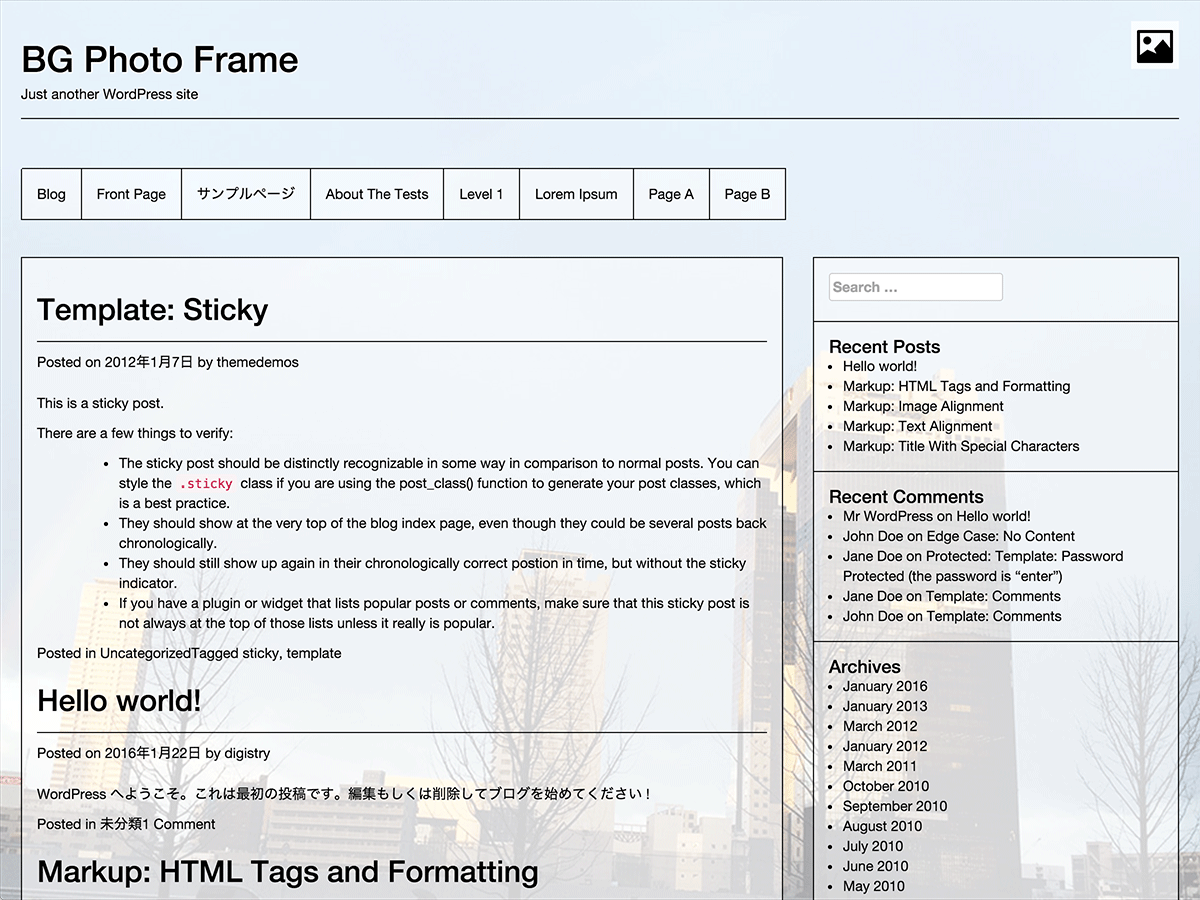 BG Photo Frame theme screenshot