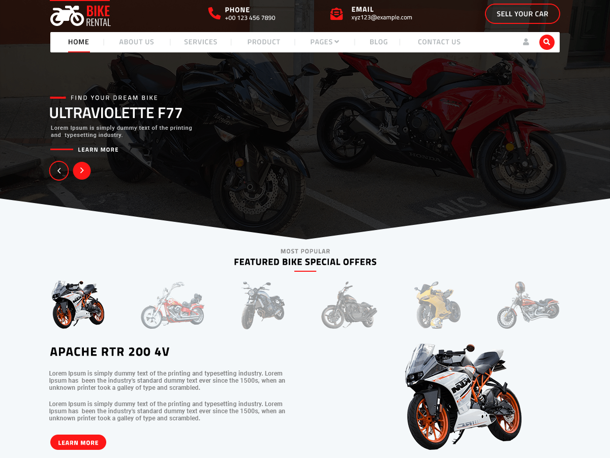 Bike Rental Services theme screenshot
