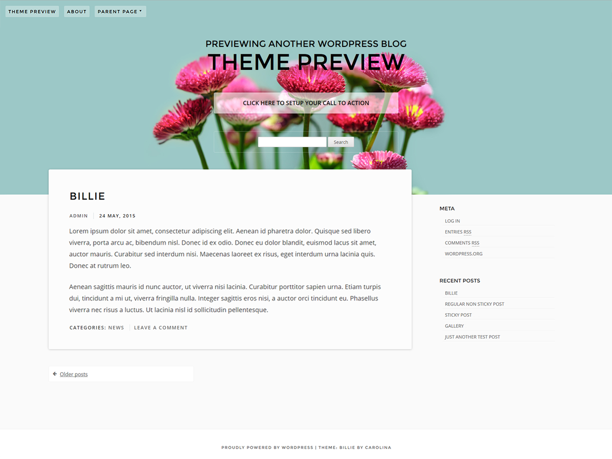 Billie theme screenshot