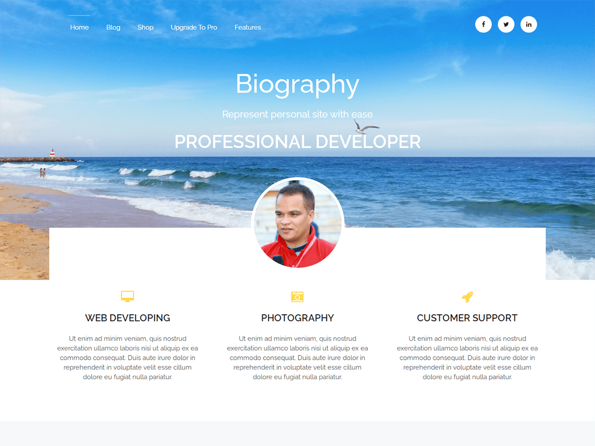Biography theme screenshot