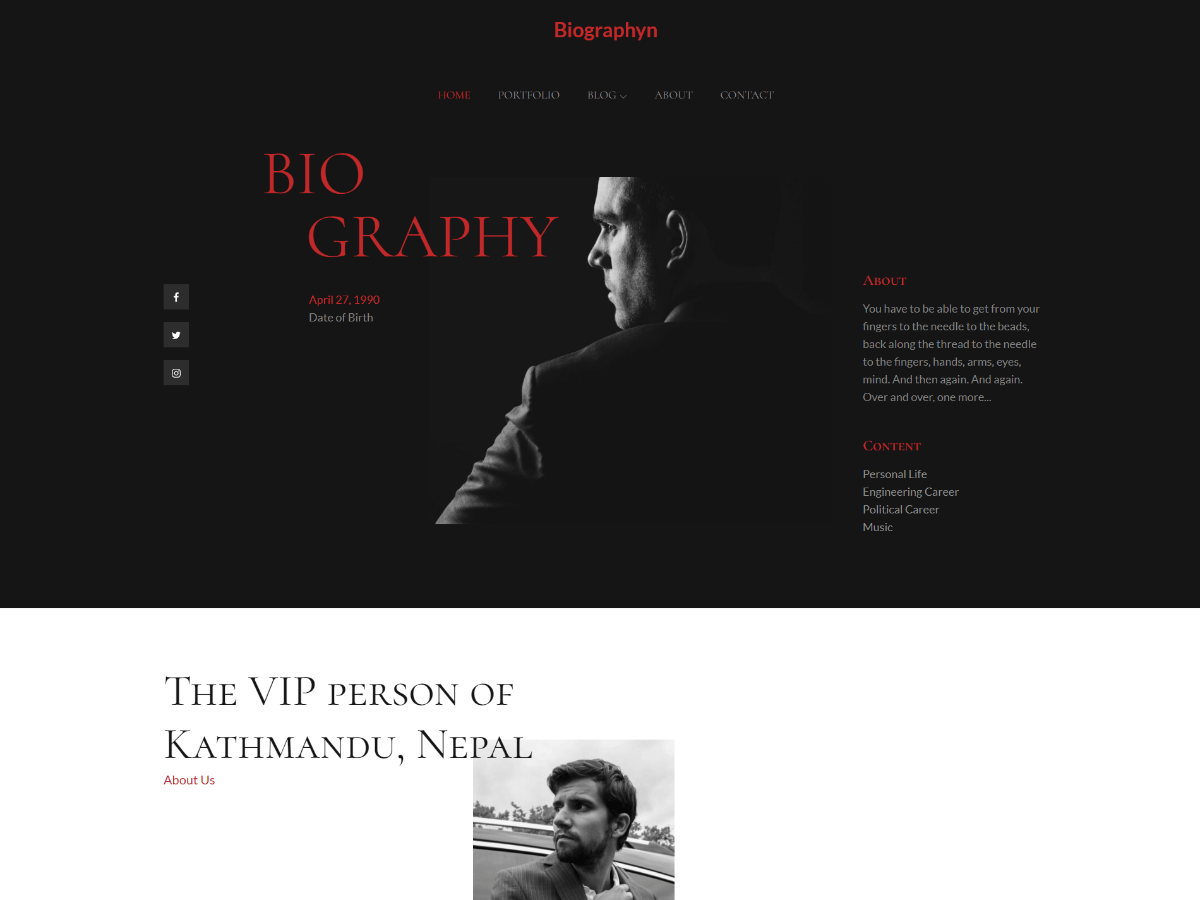 Biographyn theme screenshot