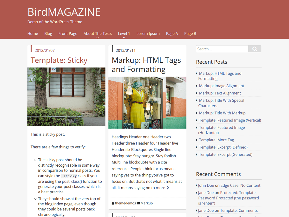 BirdMAGAZINE theme screenshot