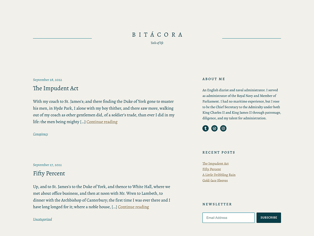 Bitácora theme screenshot