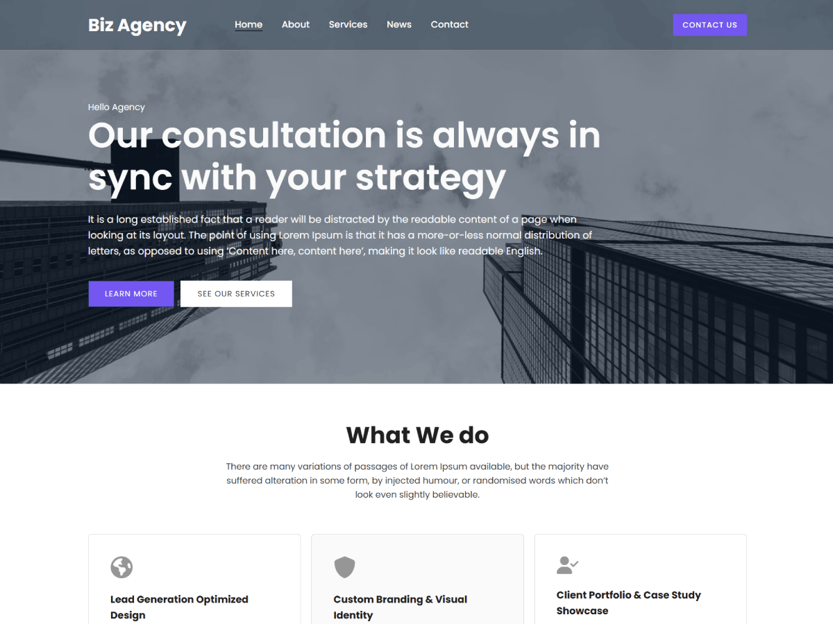 Biz Agency theme screenshot