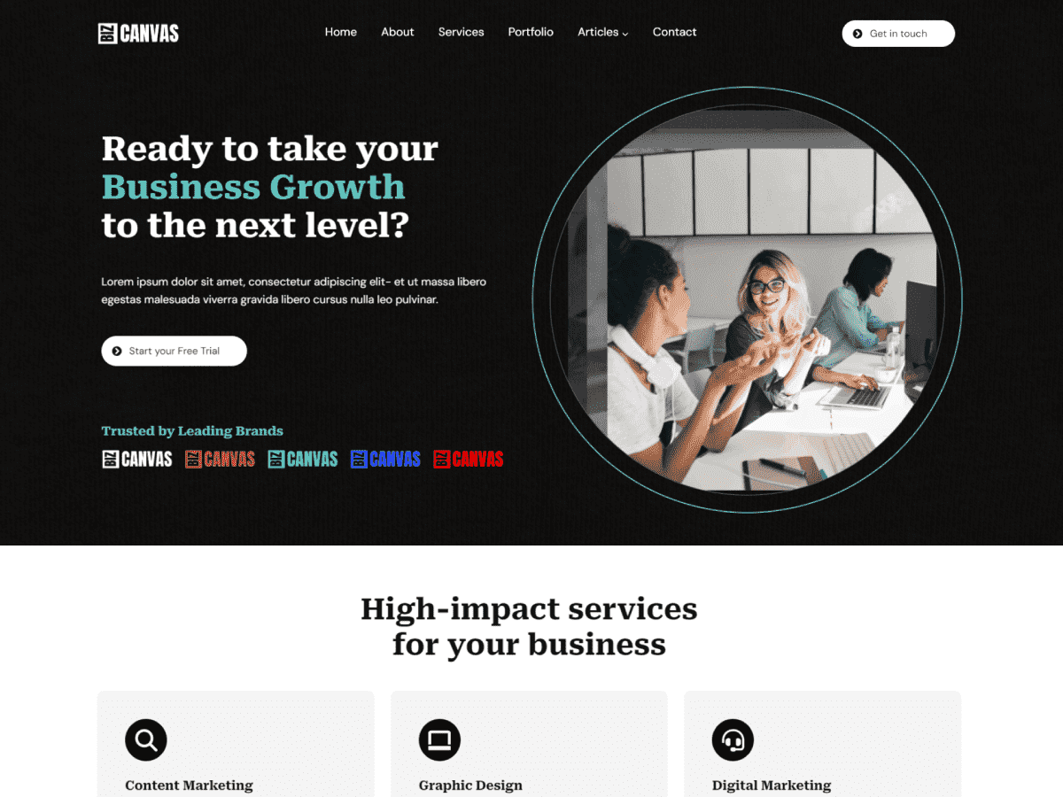 BizCanvas theme screenshot